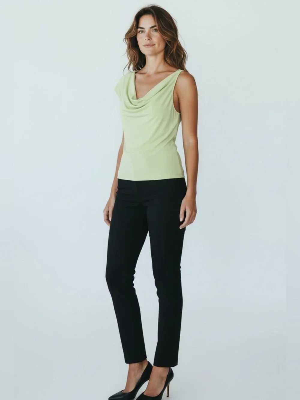 BCBGMAXAZRIA Jade Green Cowl Neck Party Statement Top NEW $98 XXS One Shoulder - Picture 14 of 15